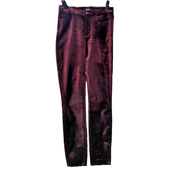 PAIGE "Hoxton Ultra Skinny" Dark Currant Maroon High Rise Velvet Jeans, Size 26 - Picture 7 of 14